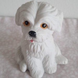 Vintage Homco White Dog Figurine/ Homco Adorable Maltese Puppy Collectible Small